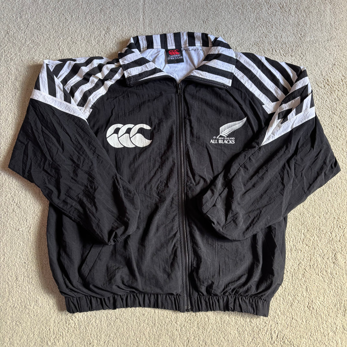 Canterbury ジャケット 黒　オールブラックス　ALL BLACKS Vintage 90s Steinlager Canterbury of New Zealand All Blacks