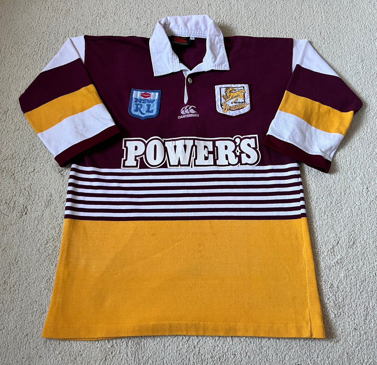 ウェア BRISBANE BRONCOS 1994 rugby Jersey NSW 1994 Brisbane Broncos diamond jersey 🐴💎 Tagged M Excellent