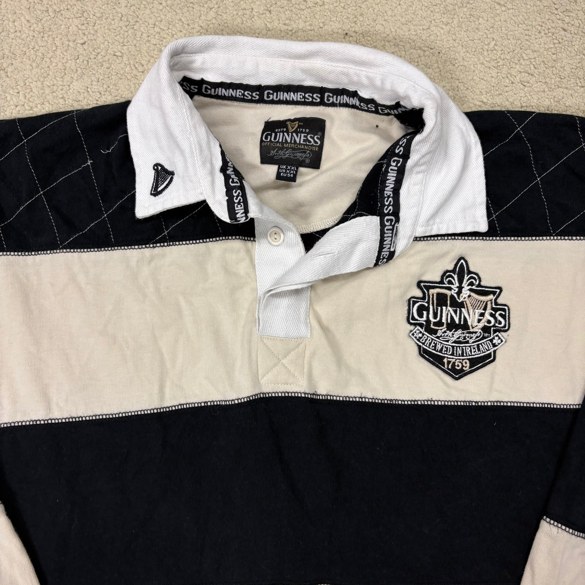 Black \u0026 White Stripes Guinness Exclusive Rugby T-Shirt – Guinness Storehouse, image size:1200x1200