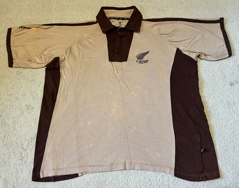 2002* NZ Beige Brigade Cricket Shirt - L/XL (All Blacks)