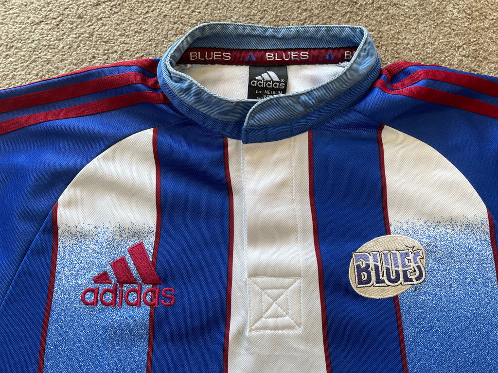 Adidas Vintage 2000 Auckland Blues rugby union jersey shirt